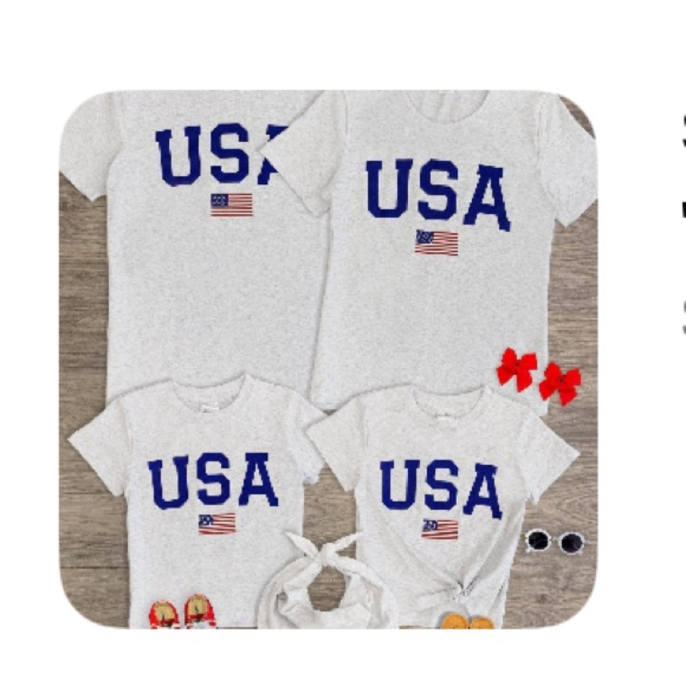 Kids Unisex family matching USA grey t-shirt- NWT
